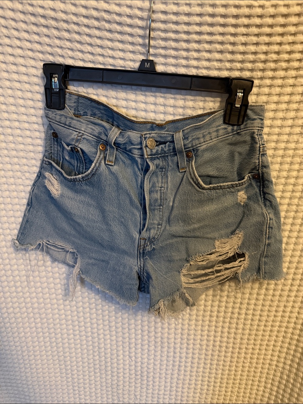 Levi's Light Blue Ripped Denim Shorts